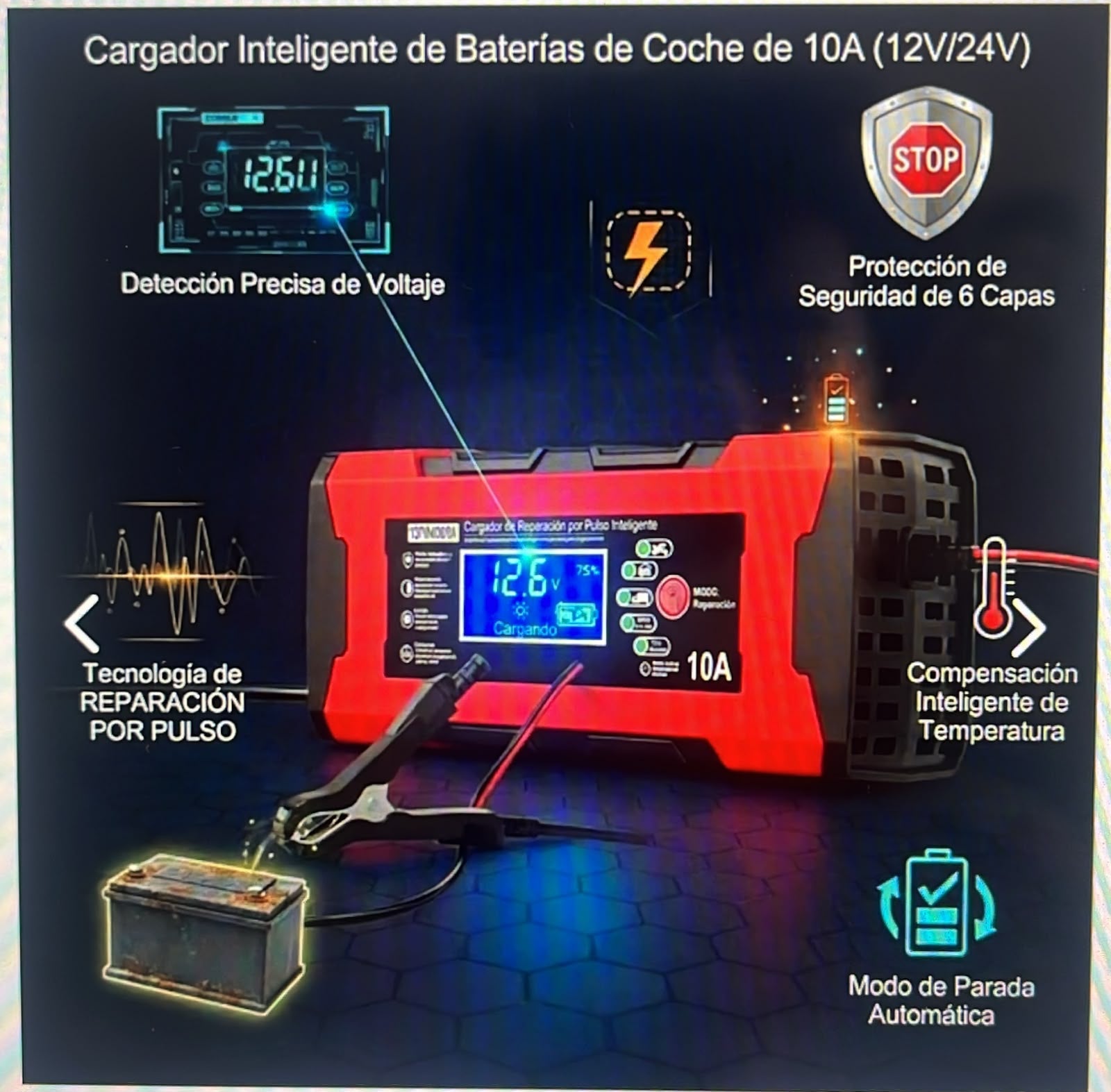Cargador De Bateria Para auto 12v